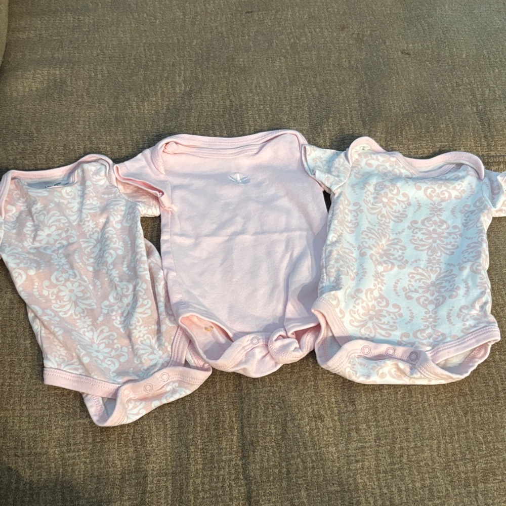 Little Me Pink and White Bodysuit Trio